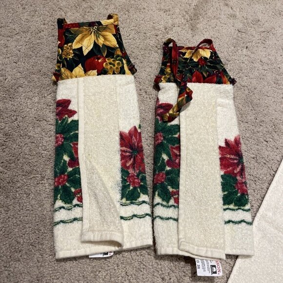 Vintage Cannon Christmas Holiday Dish Hand Towel 24x15 Poinsettia Lot of 3 NWOT - Picture 3 of 10